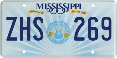 MS license plate ZHS269