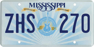 MS license plate ZHS270