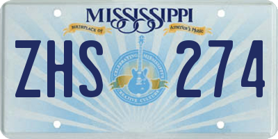 MS license plate ZHS274