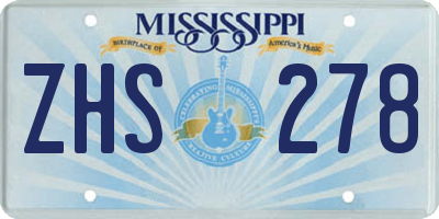 MS license plate ZHS278