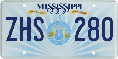 MS license plate ZHS280