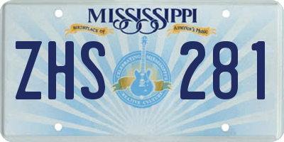 MS license plate ZHS281