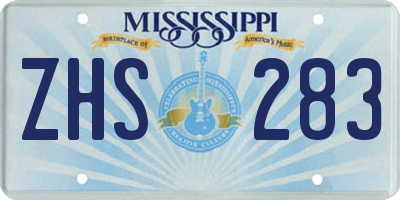 MS license plate ZHS283