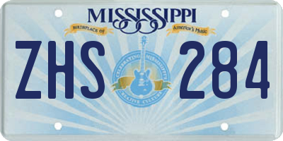 MS license plate ZHS284