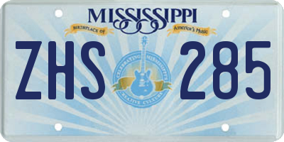 MS license plate ZHS285