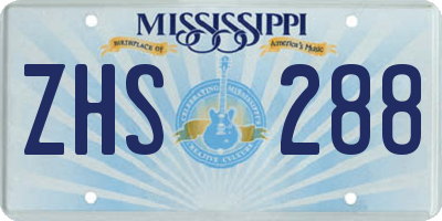 MS license plate ZHS288