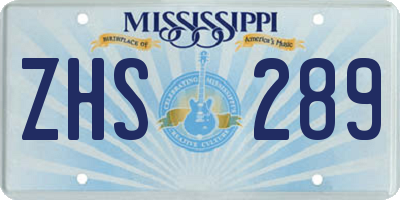 MS license plate ZHS289