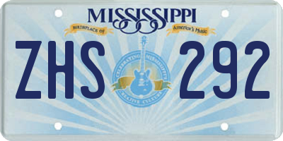 MS license plate ZHS292