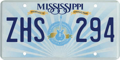 MS license plate ZHS294