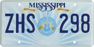 MS license plate ZHS298