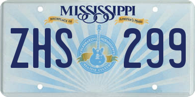 MS license plate ZHS299