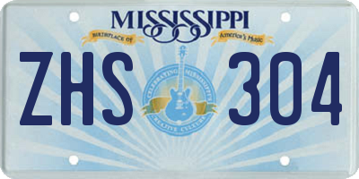 MS license plate ZHS304