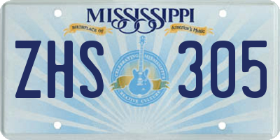 MS license plate ZHS305
