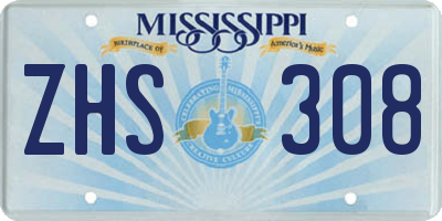 MS license plate ZHS308