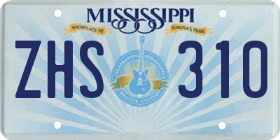 MS license plate ZHS310