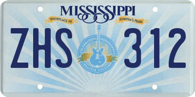 MS license plate ZHS312