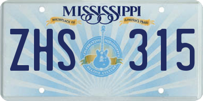 MS license plate ZHS315