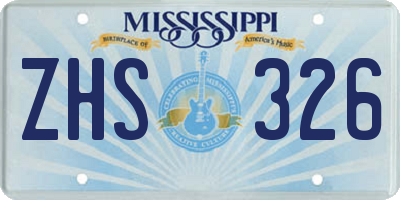 MS license plate ZHS326