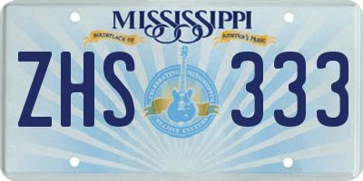 MS license plate ZHS333