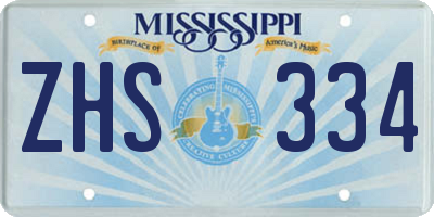 MS license plate ZHS334