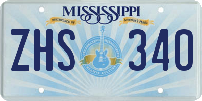 MS license plate ZHS340