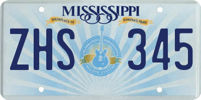 MS license plate ZHS345