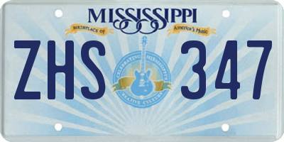 MS license plate ZHS347