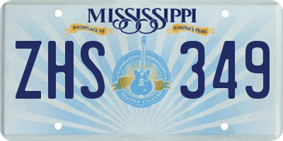 MS license plate ZHS349