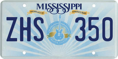 MS license plate ZHS350