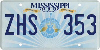 MS license plate ZHS353