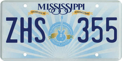 MS license plate ZHS355