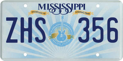 MS license plate ZHS356
