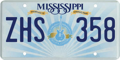 MS license plate ZHS358