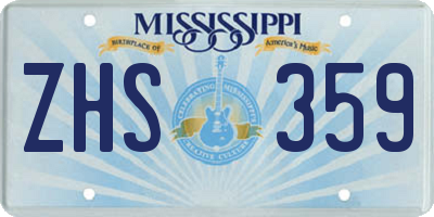 MS license plate ZHS359