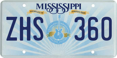 MS license plate ZHS360