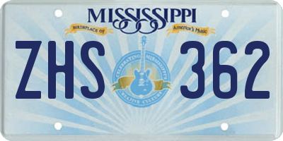 MS license plate ZHS362