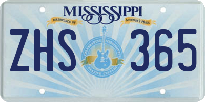 MS license plate ZHS365