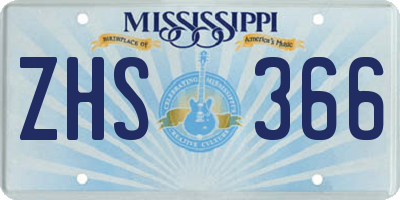 MS license plate ZHS366