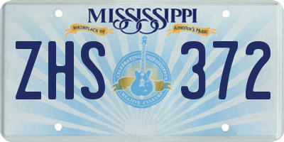 MS license plate ZHS372