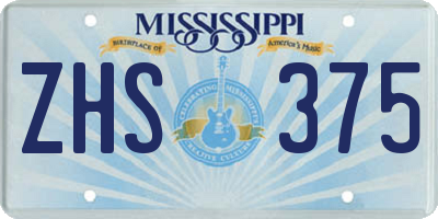 MS license plate ZHS375