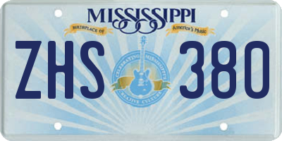 MS license plate ZHS380