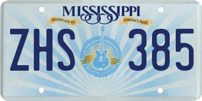 MS license plate ZHS385