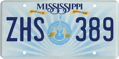 MS license plate ZHS389
