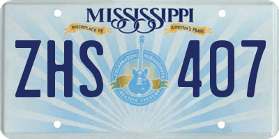 MS license plate ZHS407