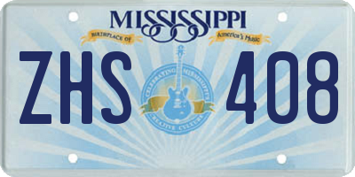 MS license plate ZHS408