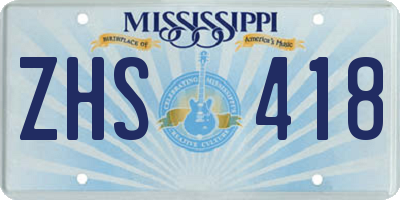MS license plate ZHS418