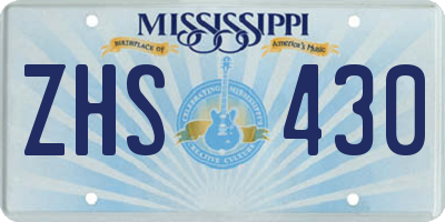 MS license plate ZHS430