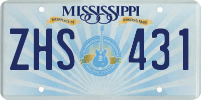 MS license plate ZHS431