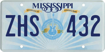 MS license plate ZHS432