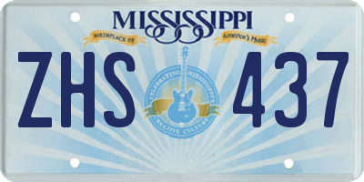 MS license plate ZHS437